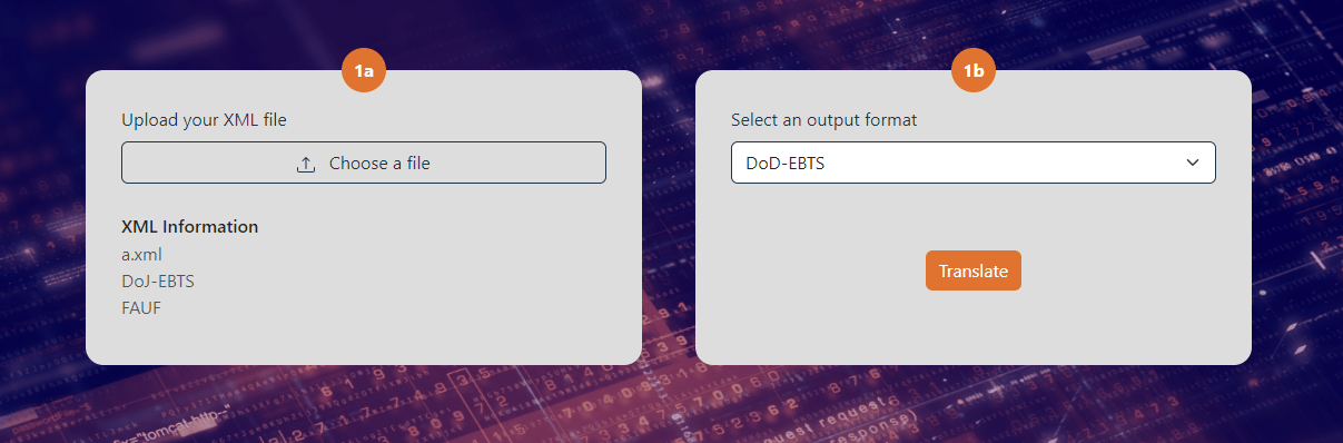 Translating DOJ-EBTS file into DoD-EBTS